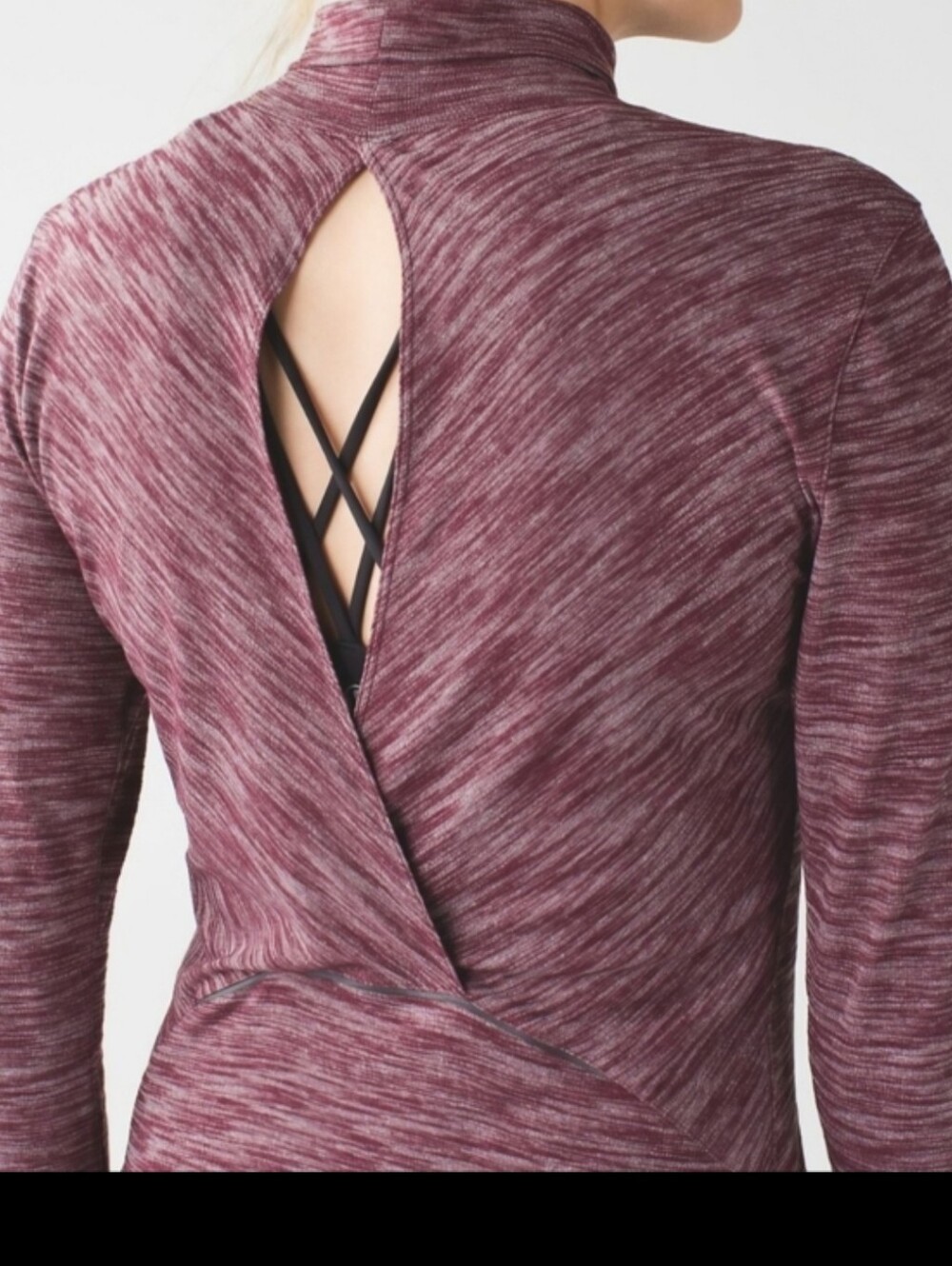 Lululemon Athletica & go Take-Off Long Sleeve- In Heathered Bordeaux- Cut Out